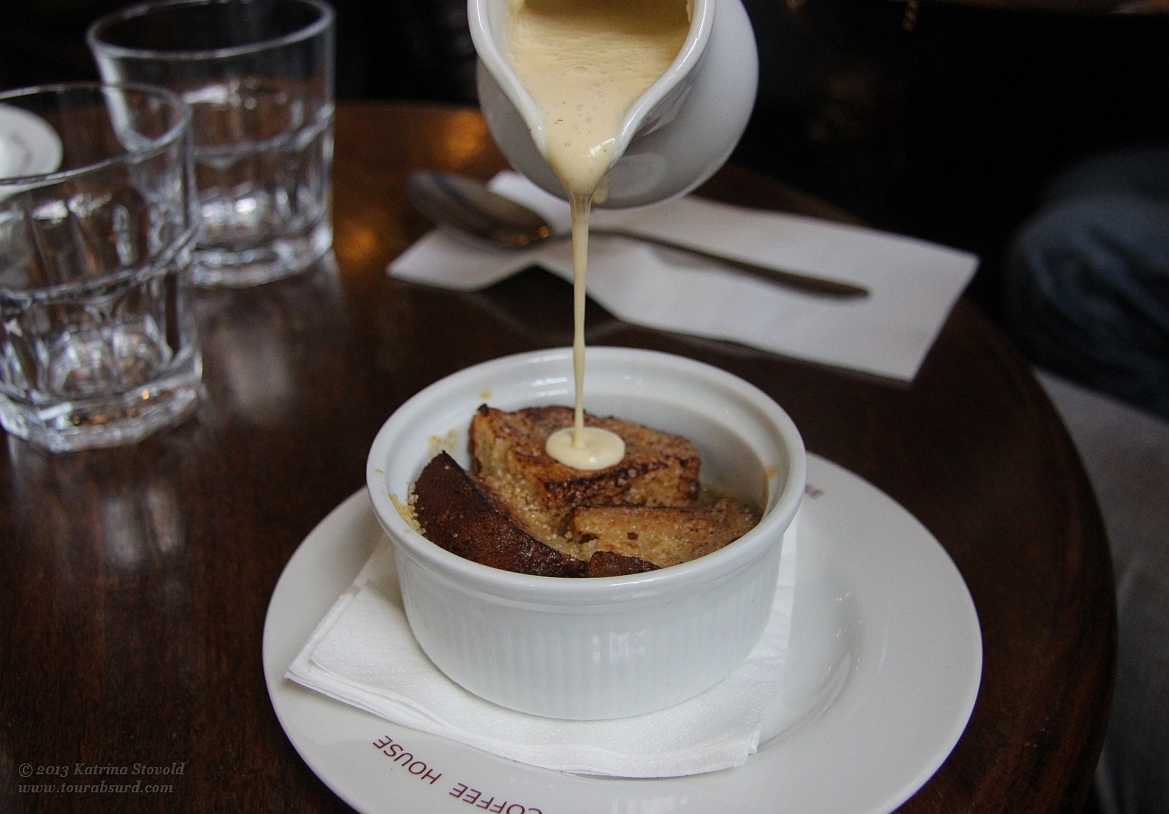 Banana Bread Pudding with vanilla rum cream custard somethingorother... GAH! It's just AMAZING, OK?